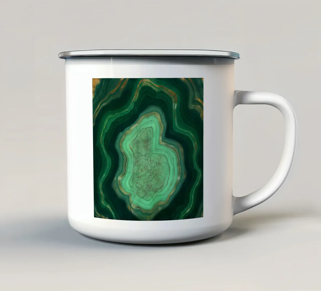 Malachit Textur 06 Emaille Tasse von Gemstone Textures