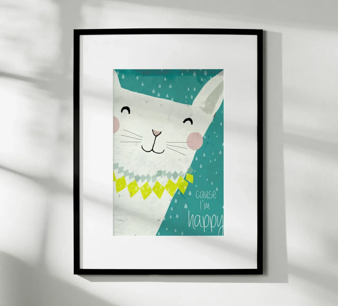 Because I'm Happy poster con telaio in legno da treechild