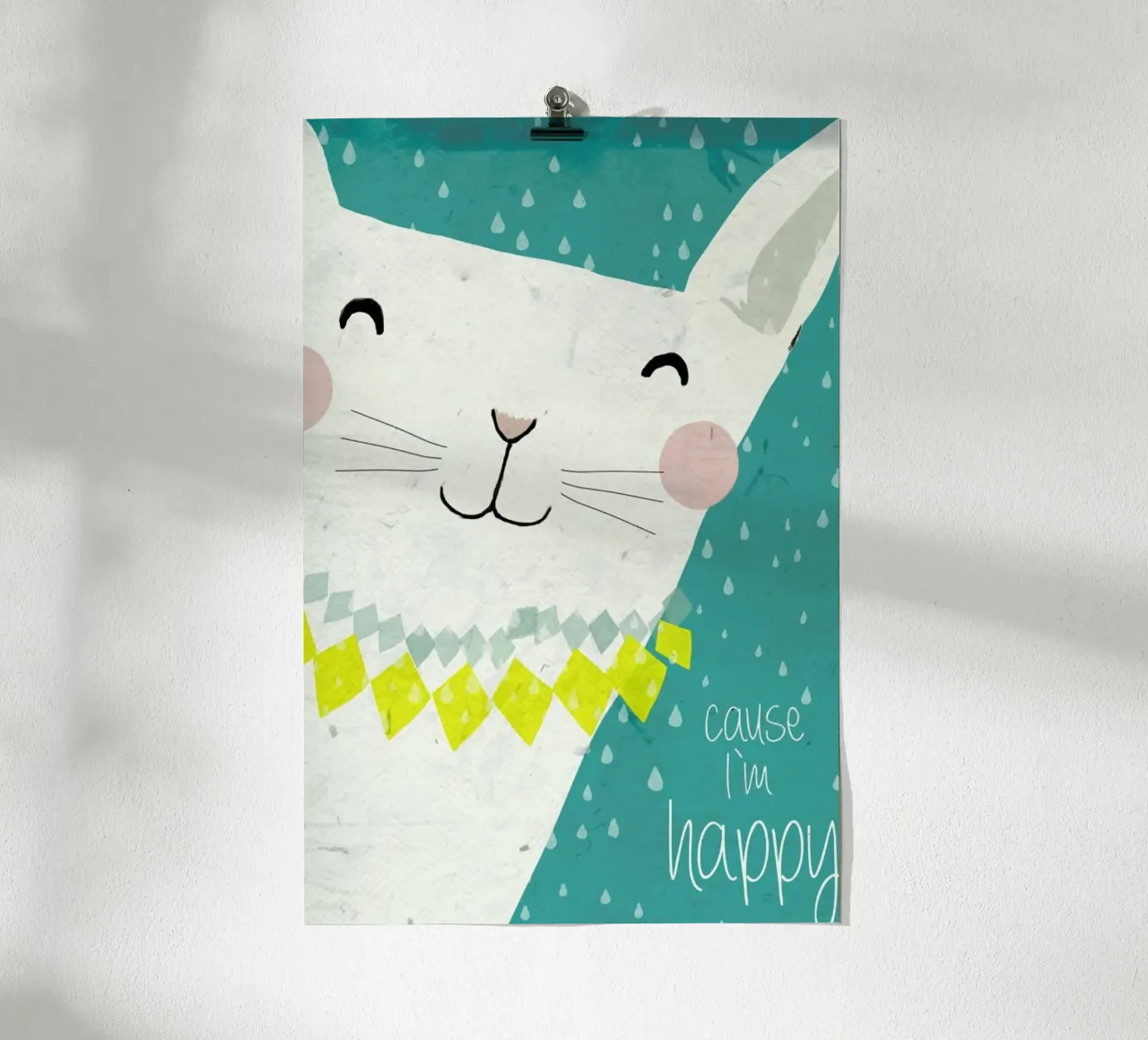 Because I'm Happy poster con telaio in legno da treechild