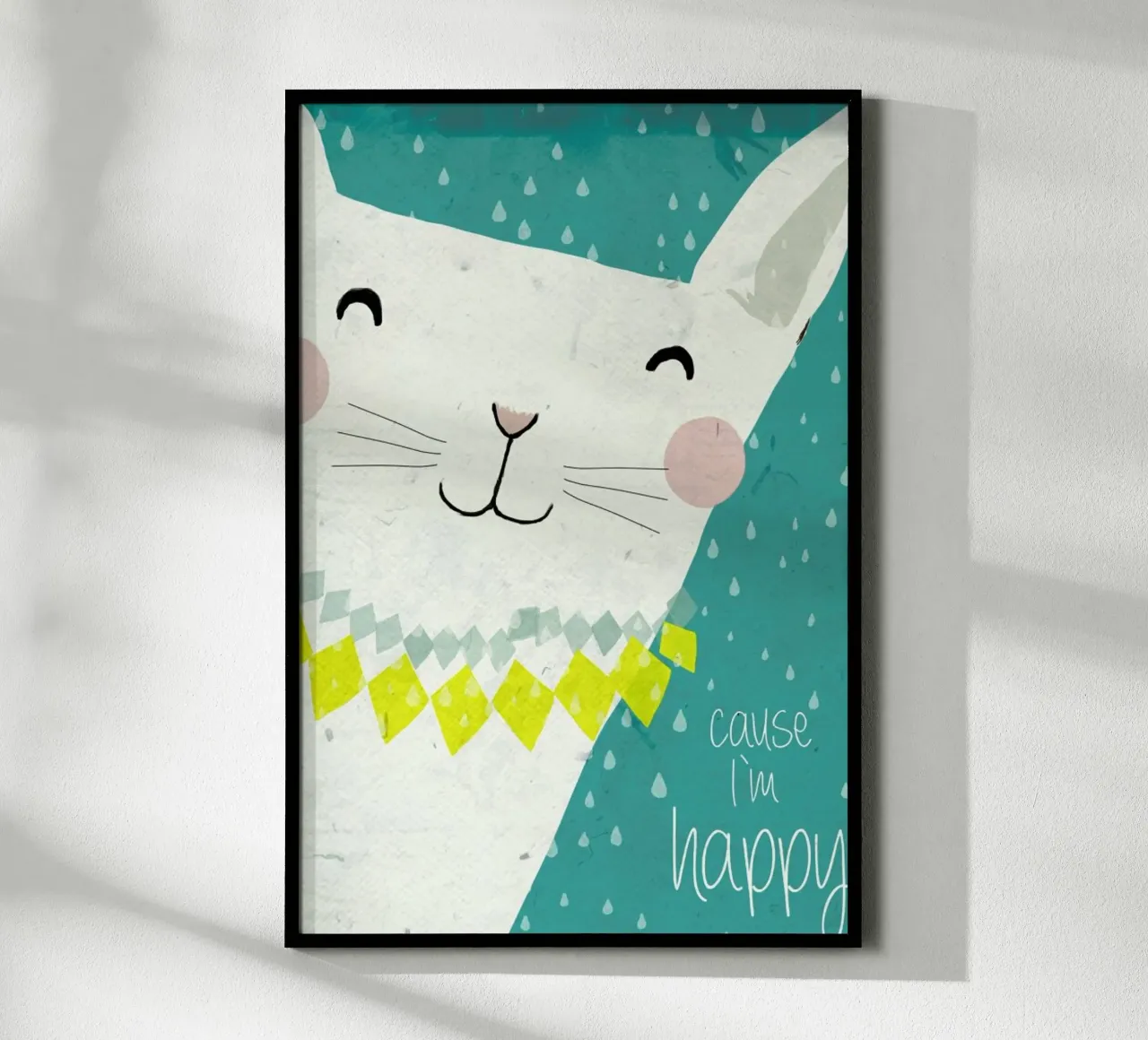 Because I'm Happy poster con telaio in legno da treechild