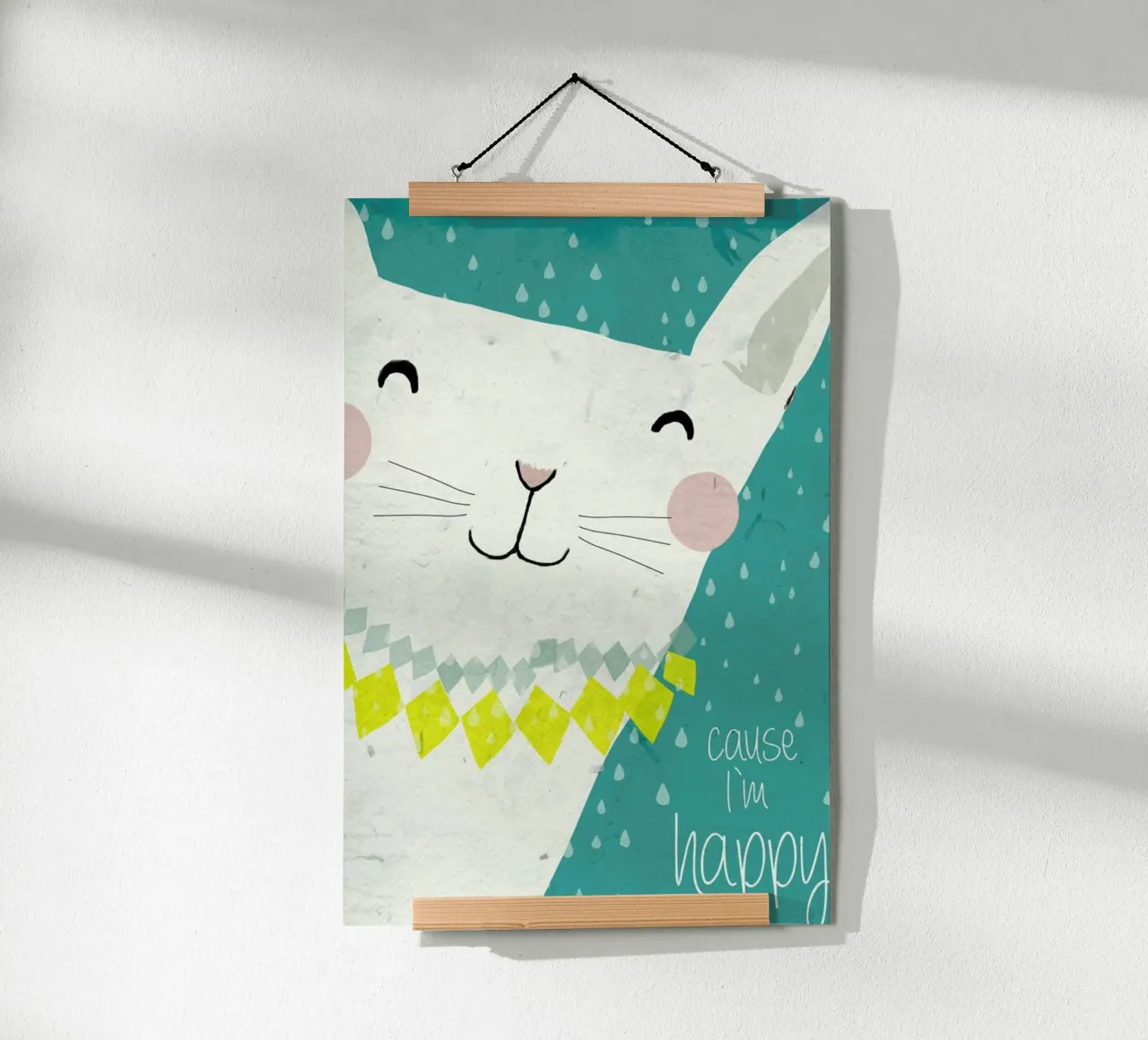 Because I'm Happy poster con telaio in legno da treechild