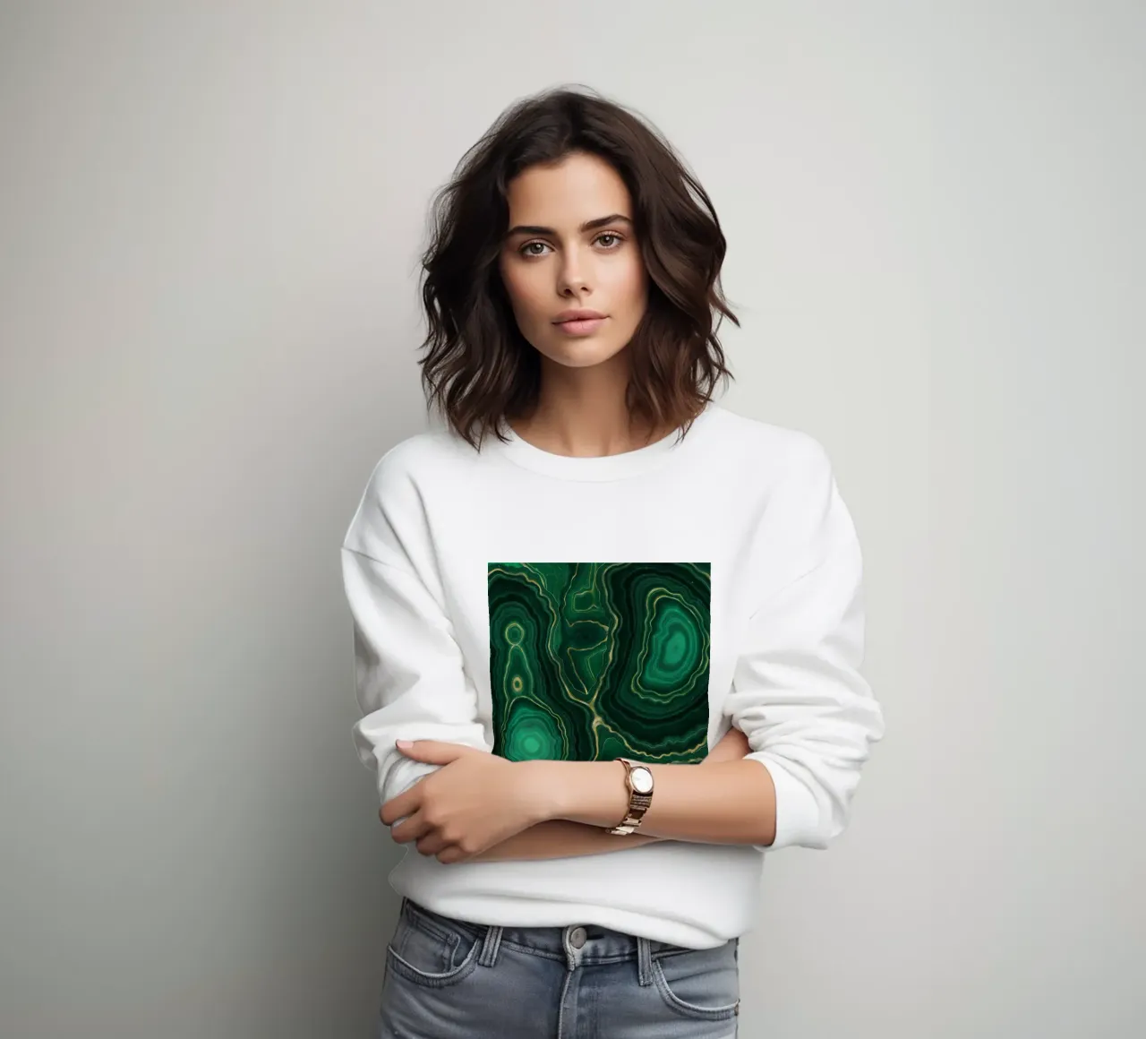 Malachit Textur 09 Sweatshirt von Gemstone Textures