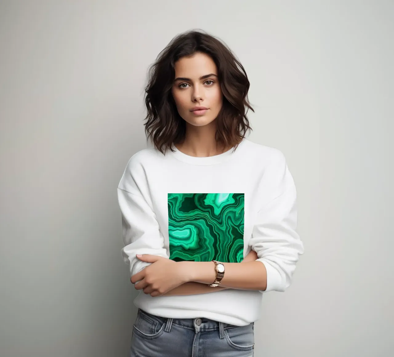 Malachiet textuur 10 sweatshirt van Gemstone Textures