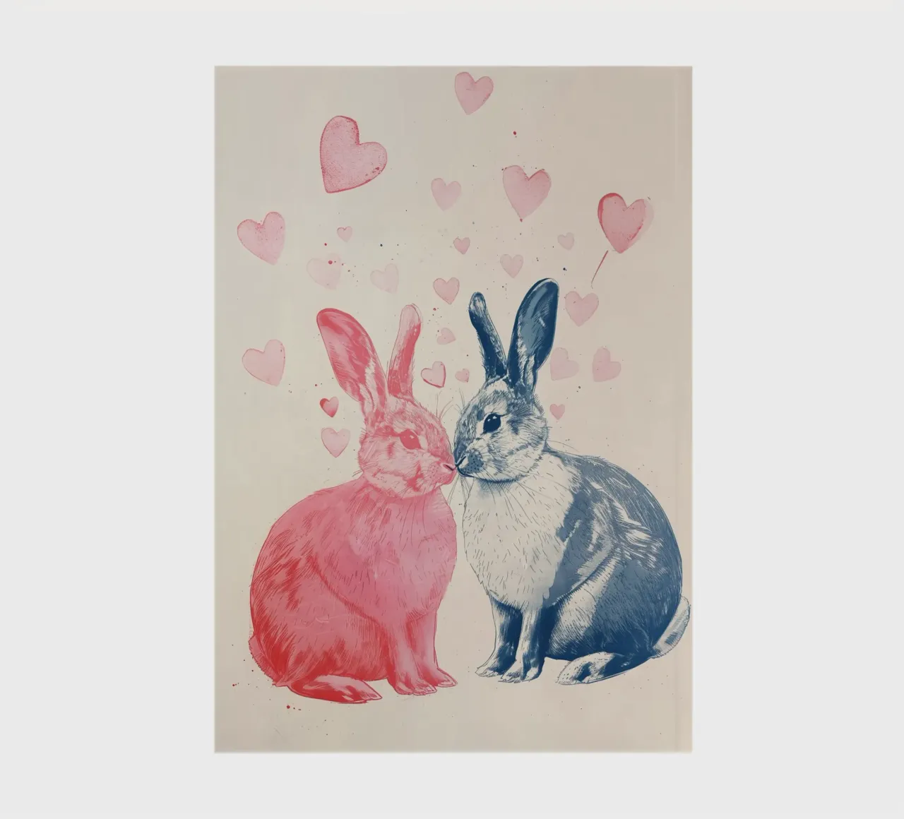 Rabbit love print notebook by Cat Grafic Design