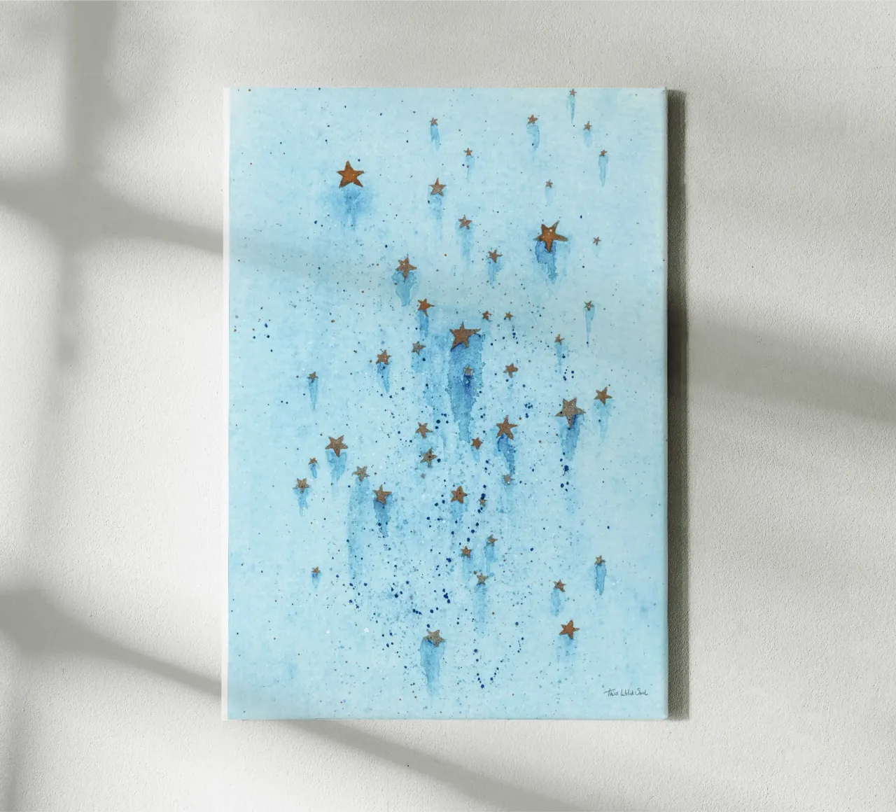 Stelle blu e oro Illustrazione ad acquerello tela con Cornice a cassetta da This Wild Soul - Illustration