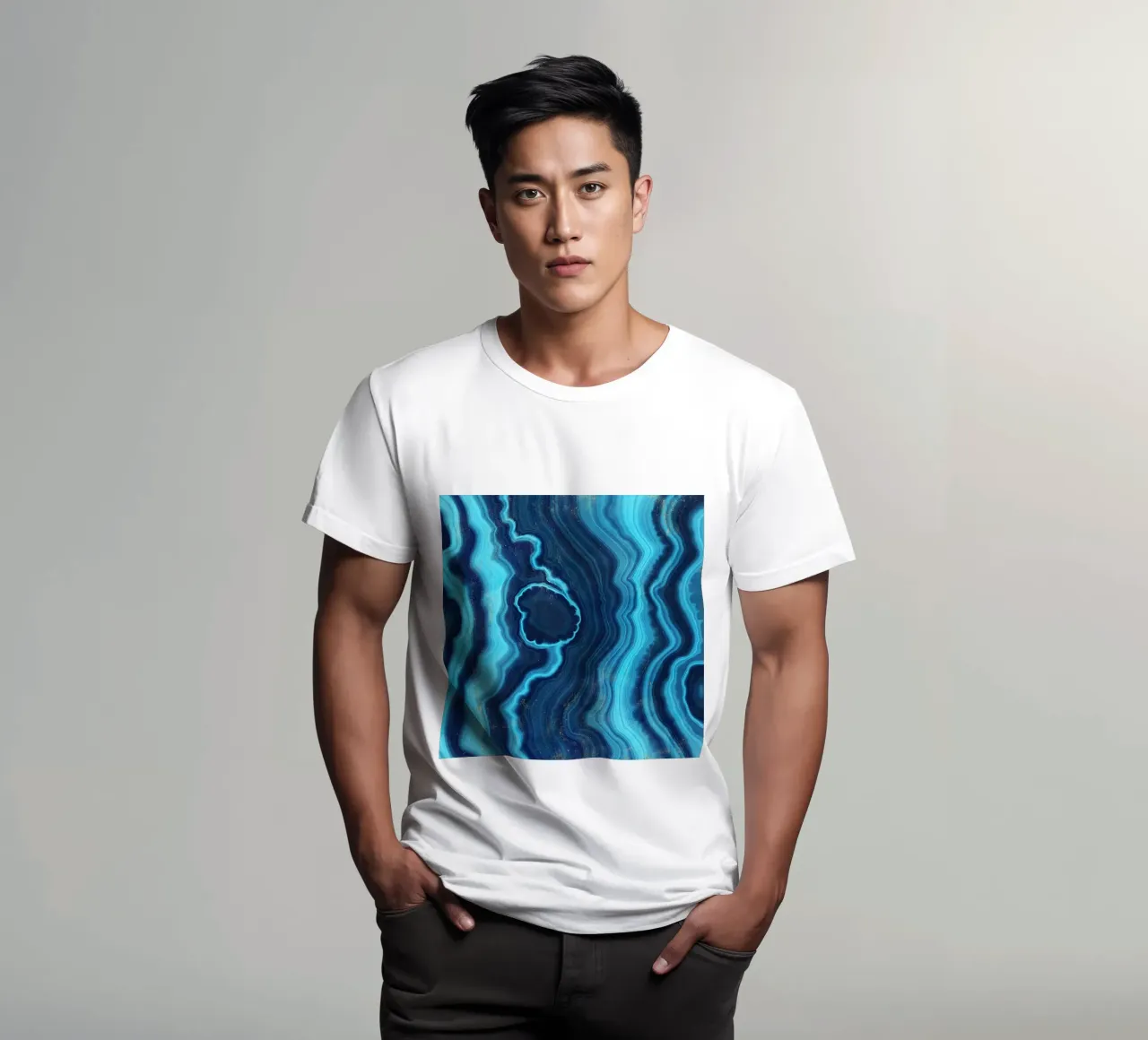 Blauer Achat Textur 03 T-Shirt von Gemstone Textures