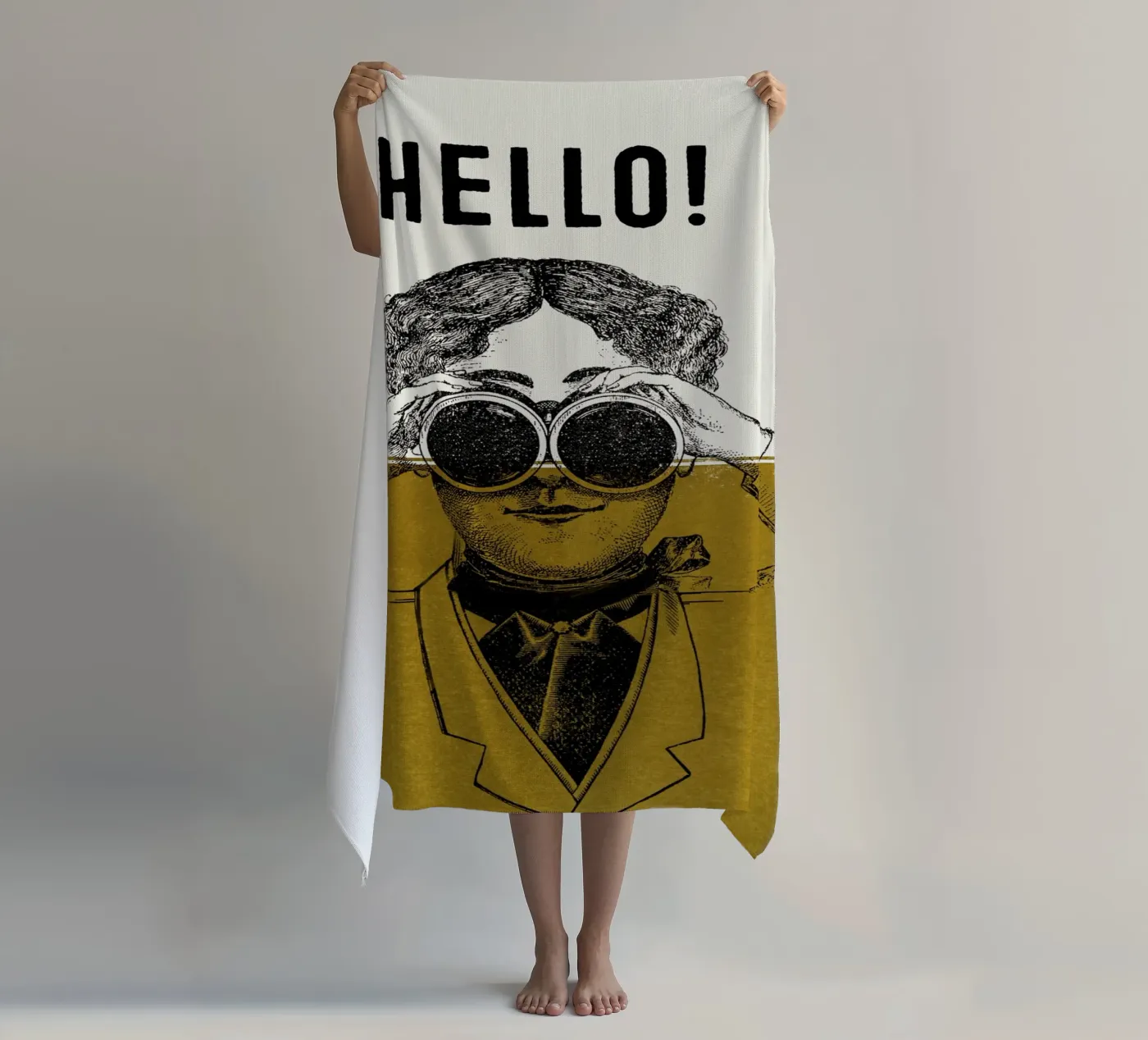 Hello beach towel by lazydaypaper