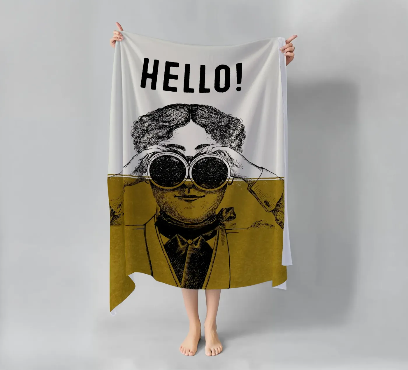Hello beach towel by lazydaypaper