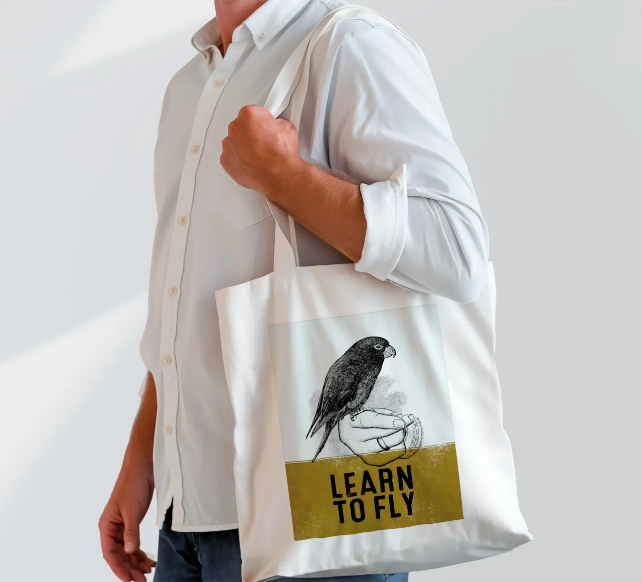 Learn To Fly borsa in juta da lazydaypaper