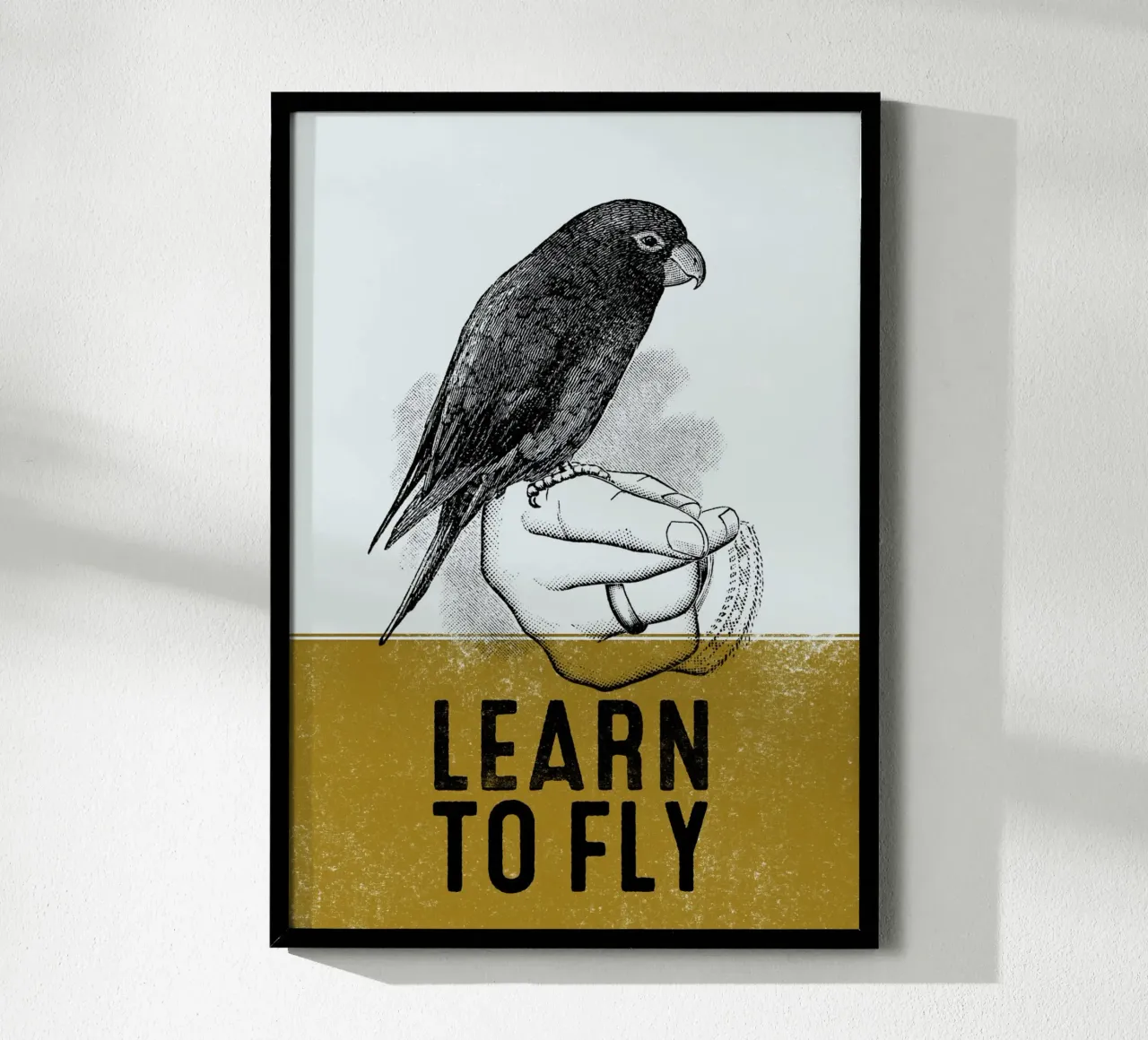 Learn To Fly poster con telaio in alluminio da lazydaypaper