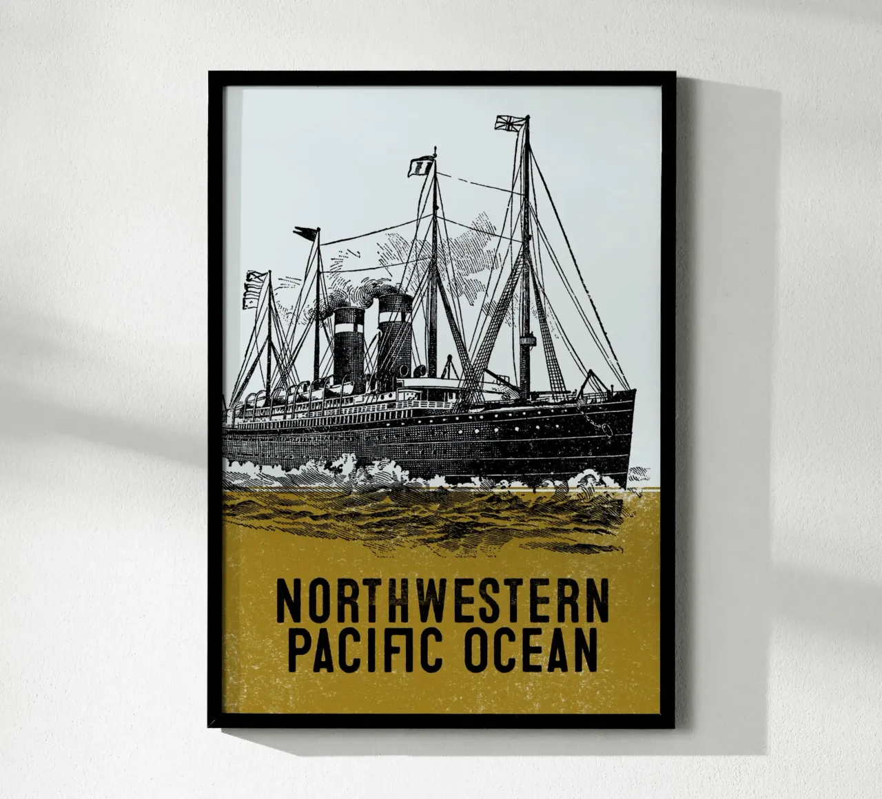 Northwestern Pacific Ocean poster con telaio in plastica da lazydaypaper