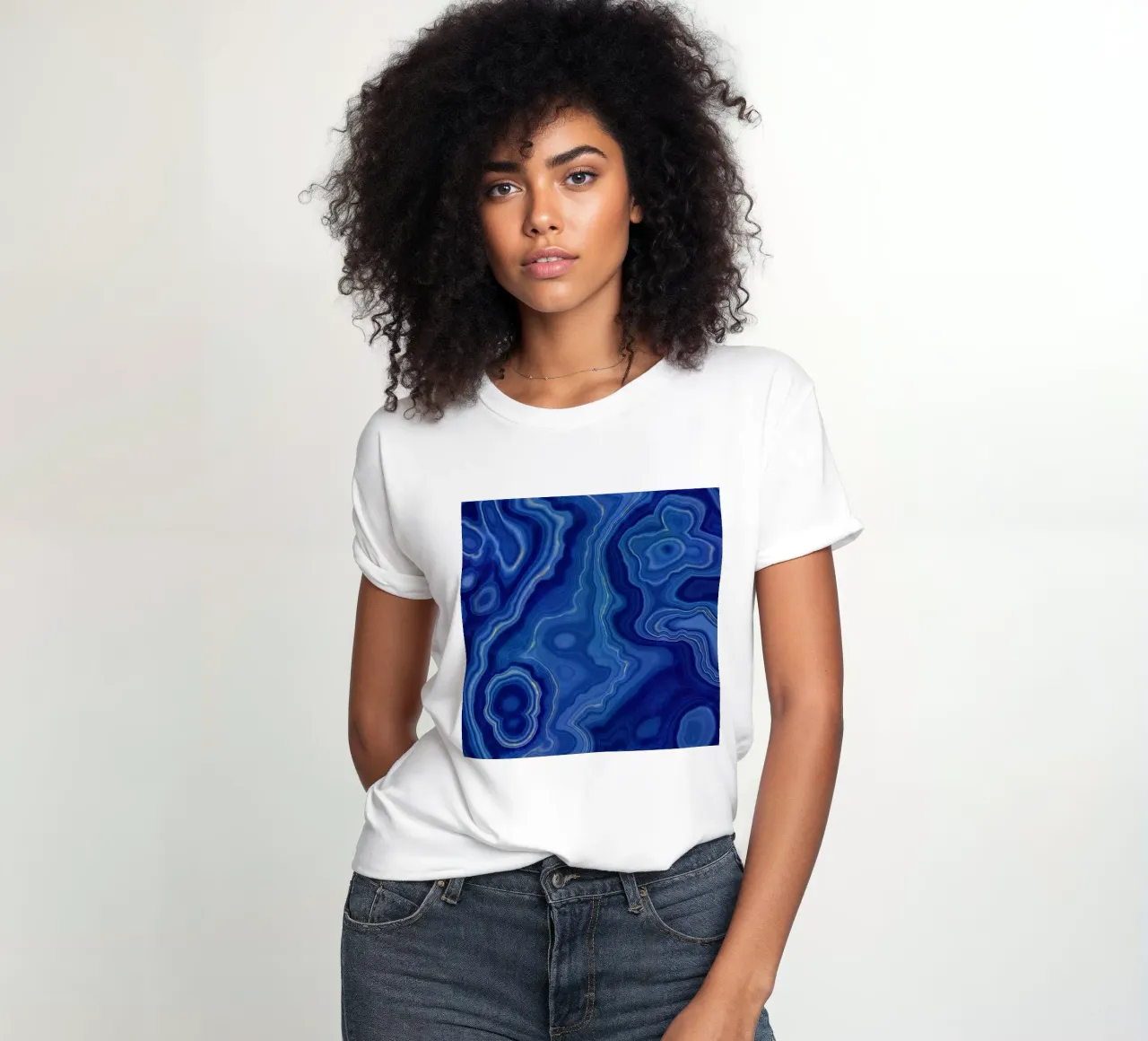 Texture de l'agate bleue 10 t-shirt ajusté pour femmes de Gemstone Textures
