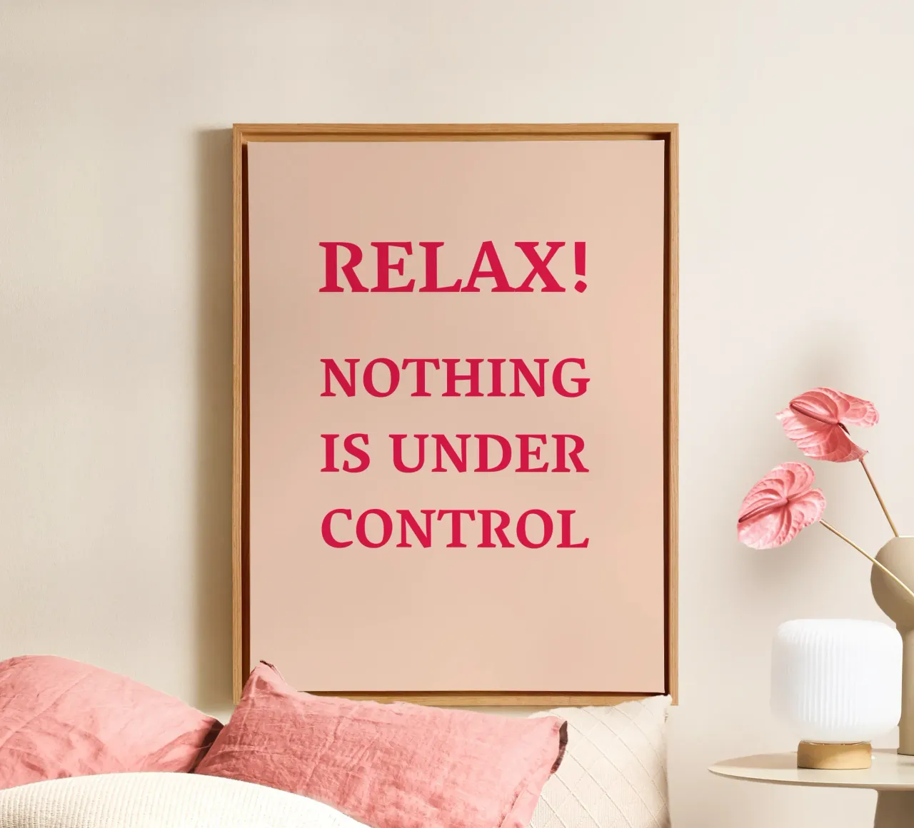 Relax! Nothing is under control tela con Cornice a cassetta da Illustration Raissa Oltmanns