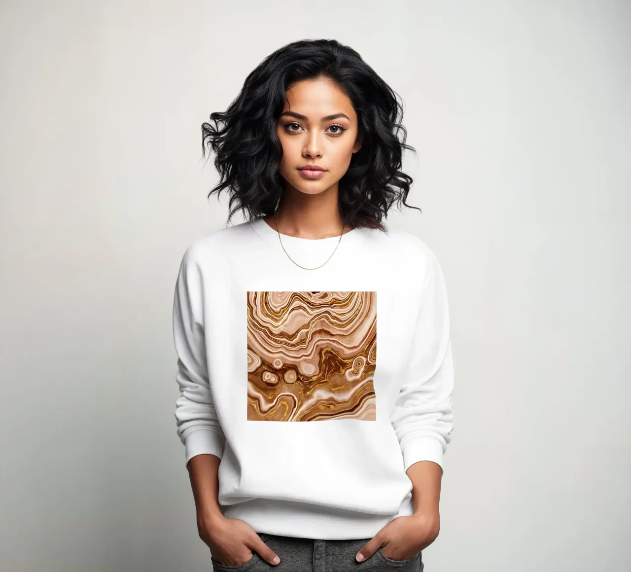 Golden Agate Texture 09 sweatshirt by Gemstone Textures
