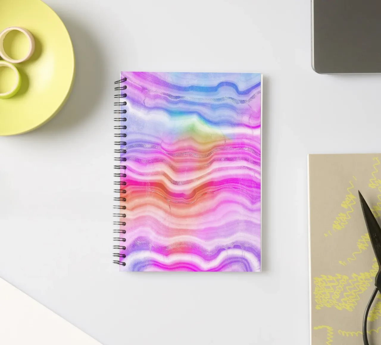 Neon Agate Texture 03 spiral notebook by Gemstone Textures
