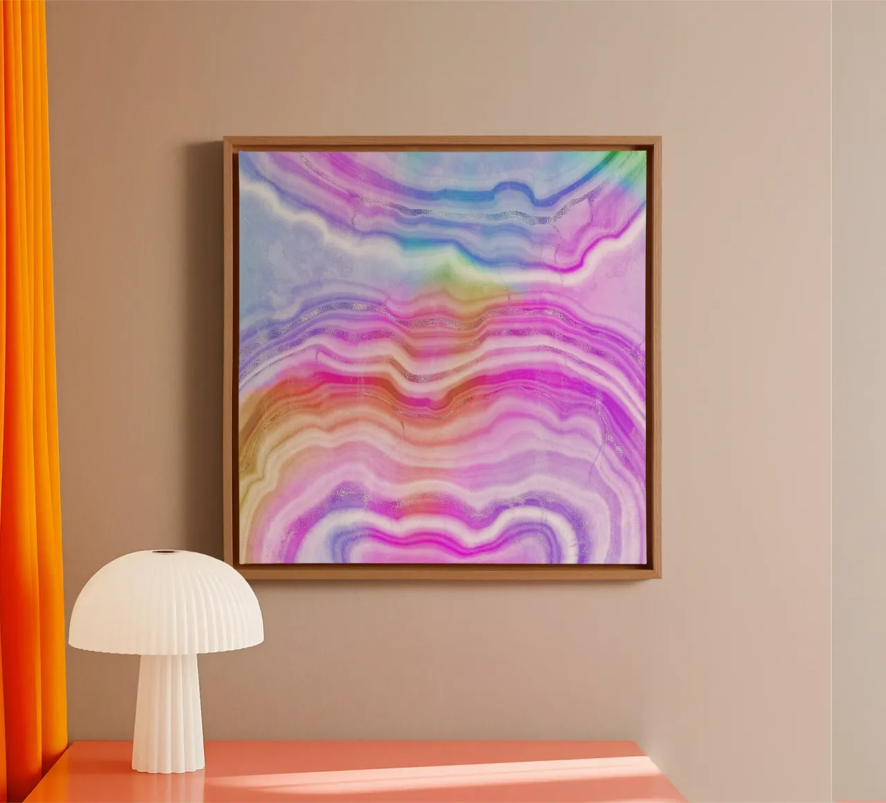 Neon Agate Texture 03 canvas with Floater frame by Gemstone Textures
