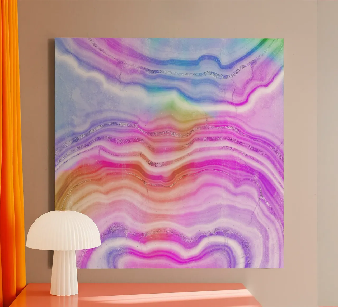 Neon Agate Texture 03 canvas with Floater frame by Gemstone Textures