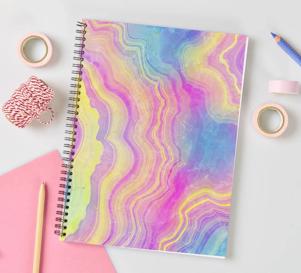 Neon Agate Texture 08 spiral notebook by Gemstone Textures
