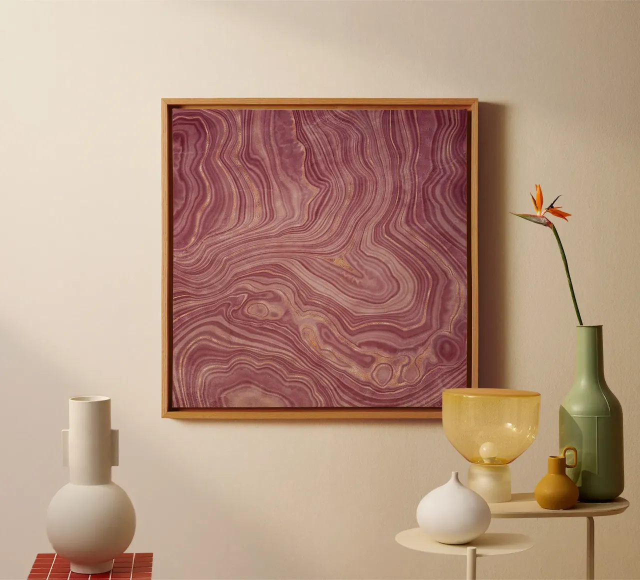 Agata rosa Texture 02 tela con Cornice a cassetta da Gemstone Textures