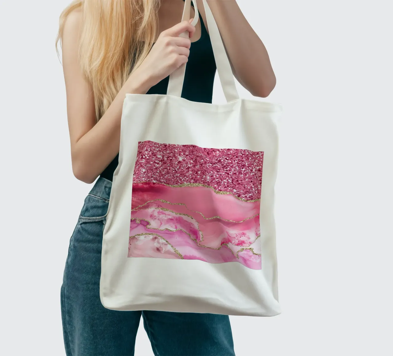 Agata Glitter Dazzle Texture 06 borsa in juta da Gemstone Textures