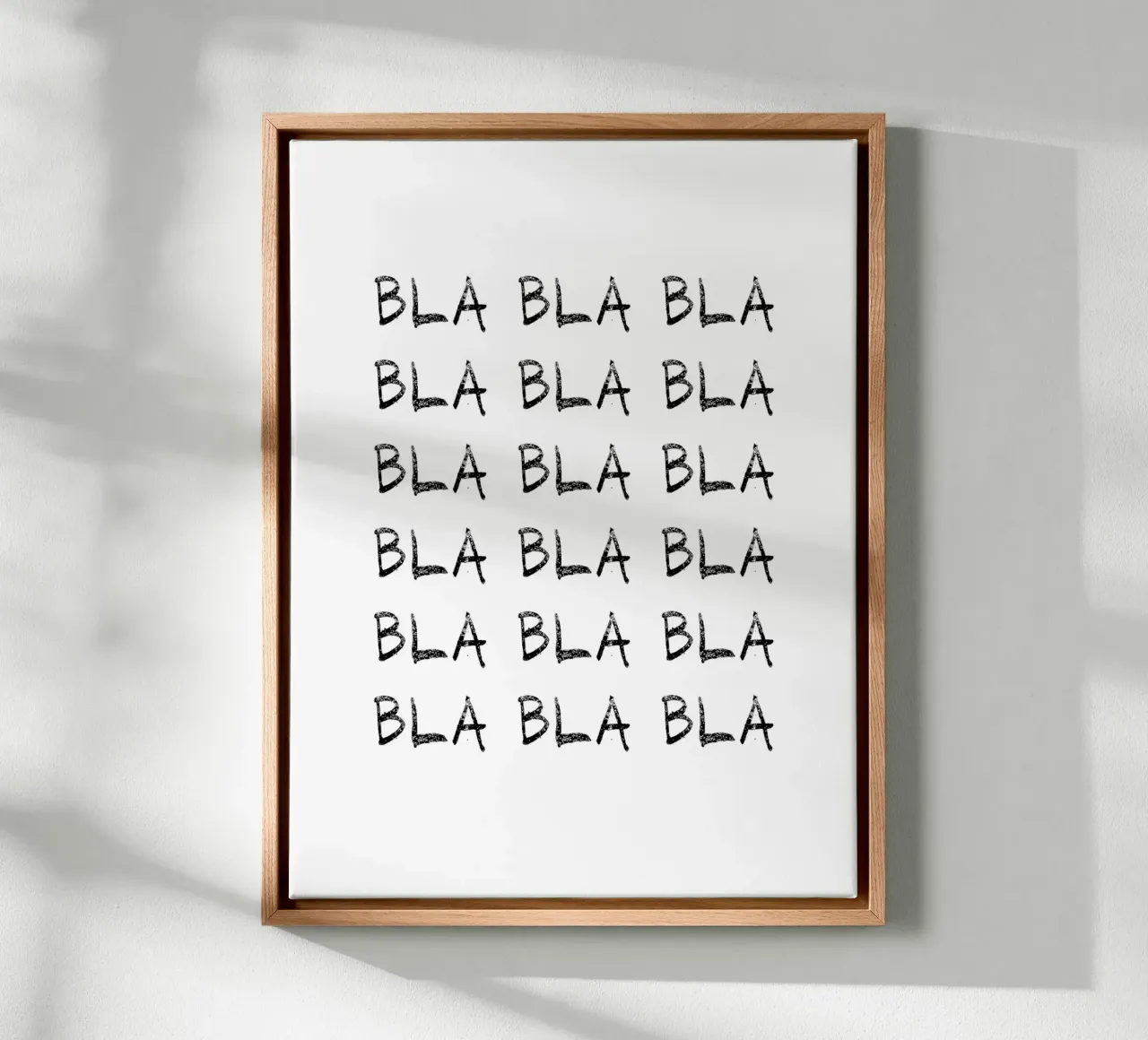 bla-bla-bla b&n tela con Cornice a cassetta da Carinaprint