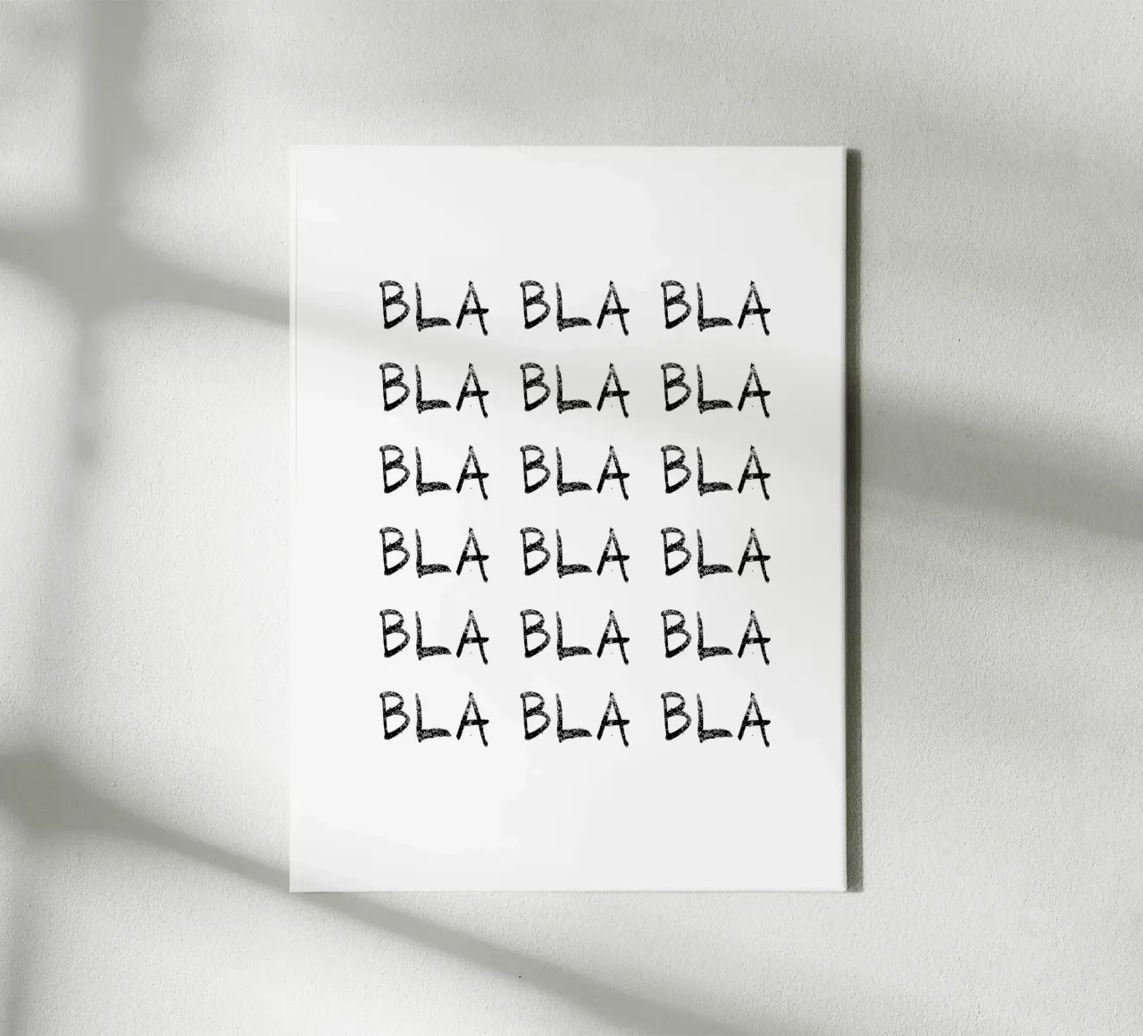 bla-bla-bla b&n tela con Cornice a cassetta da Carinaprint