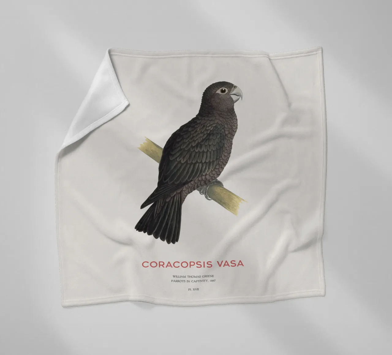 Großer Vasapapagei oder Coracopsis vasa Fleecedecke von Vintagrafica