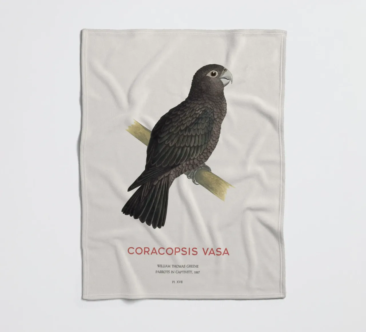 Großer Vasapapagei oder Coracopsis vasa Fleecedecke von Vintagrafica