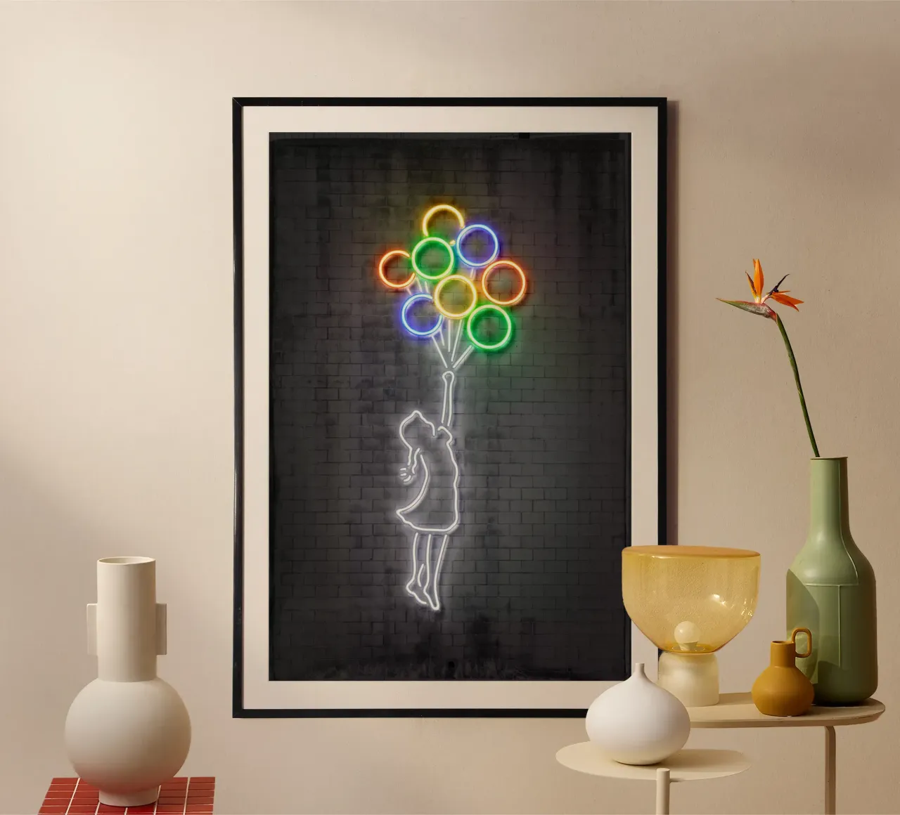 Flying Balloons poster con telaio in alluminio da Octavian