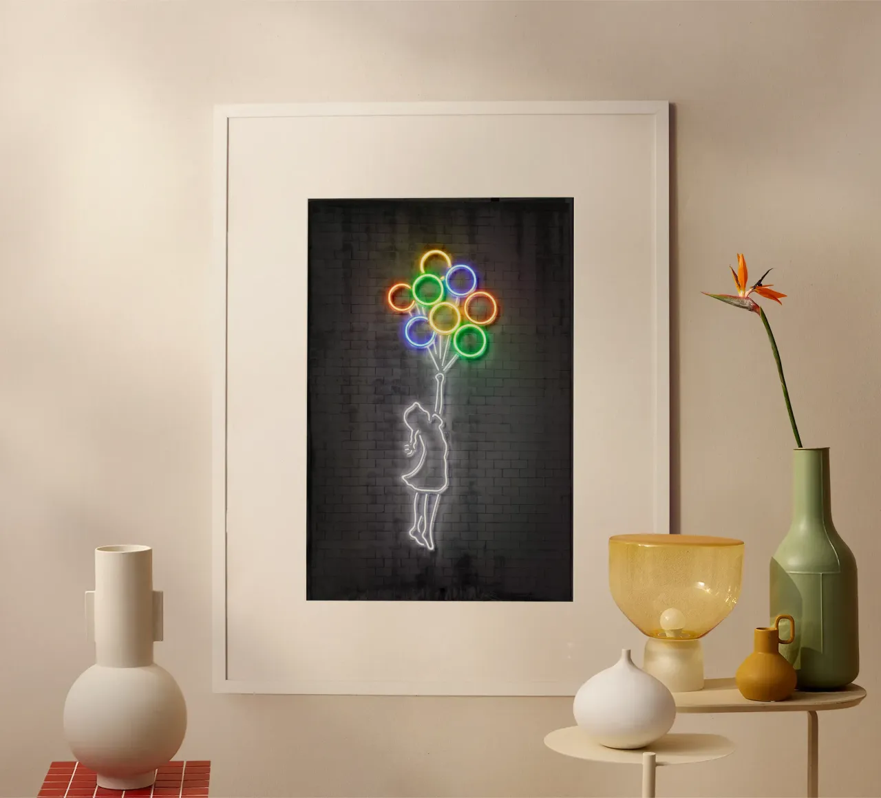 Flying Balloons poster con telaio in alluminio da Octavian