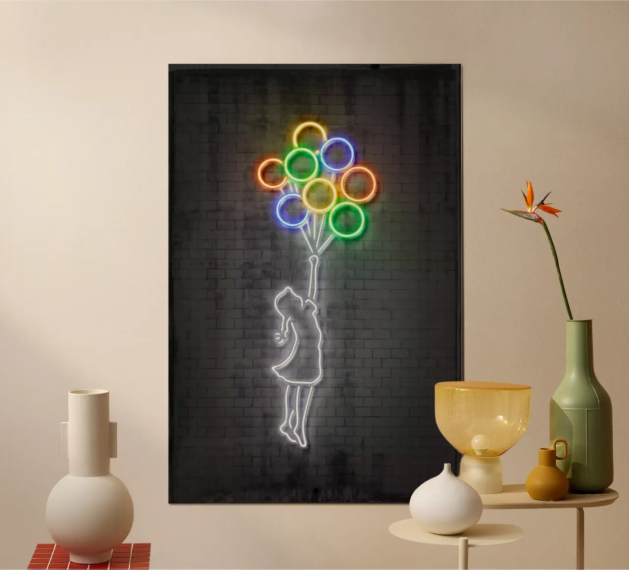 Flying Balloons poster con telaio in alluminio da Octavian