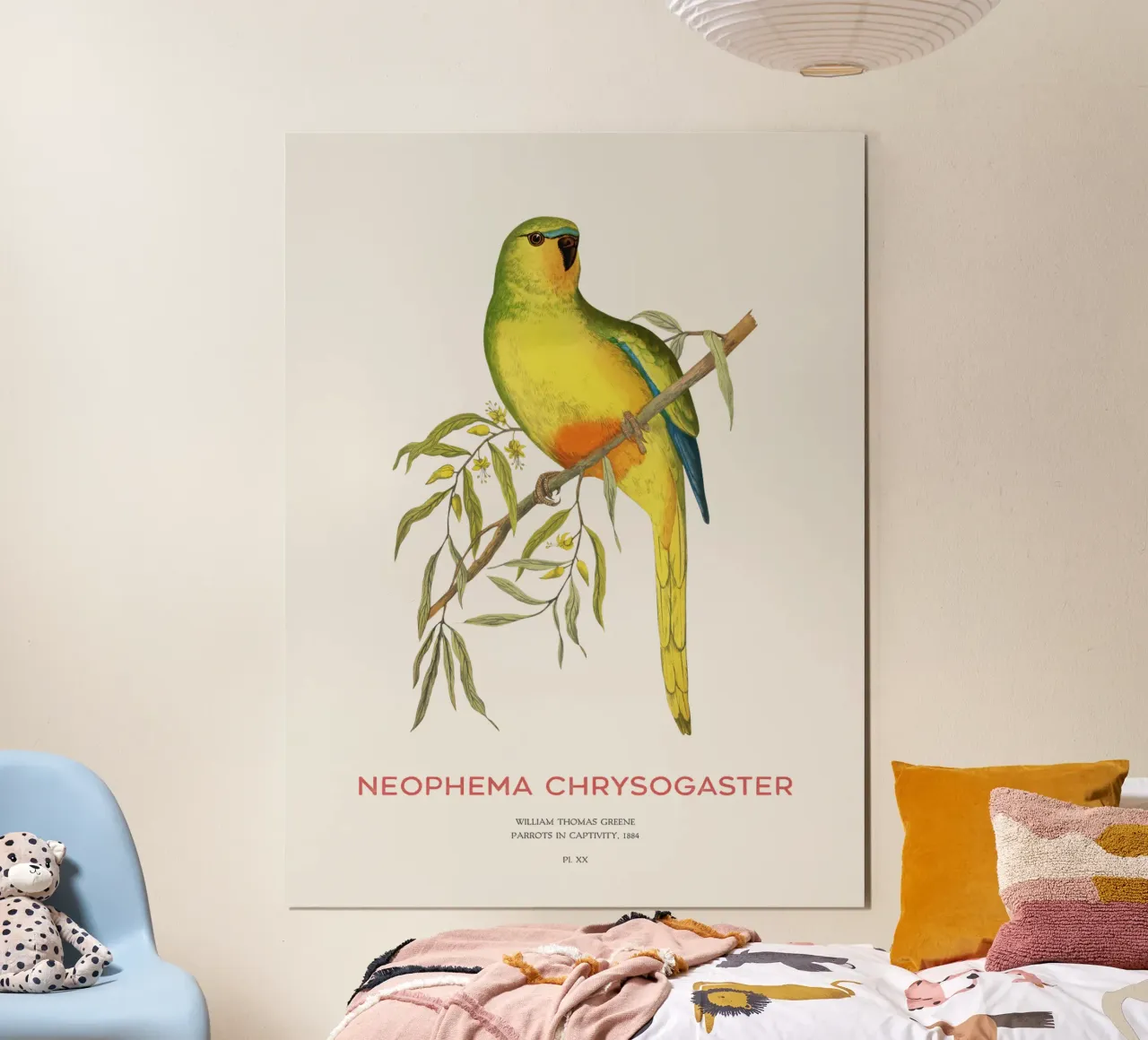 Orangebauchpapagei oder Neophema chrysogaster Hahnemühle von Vintagrafica