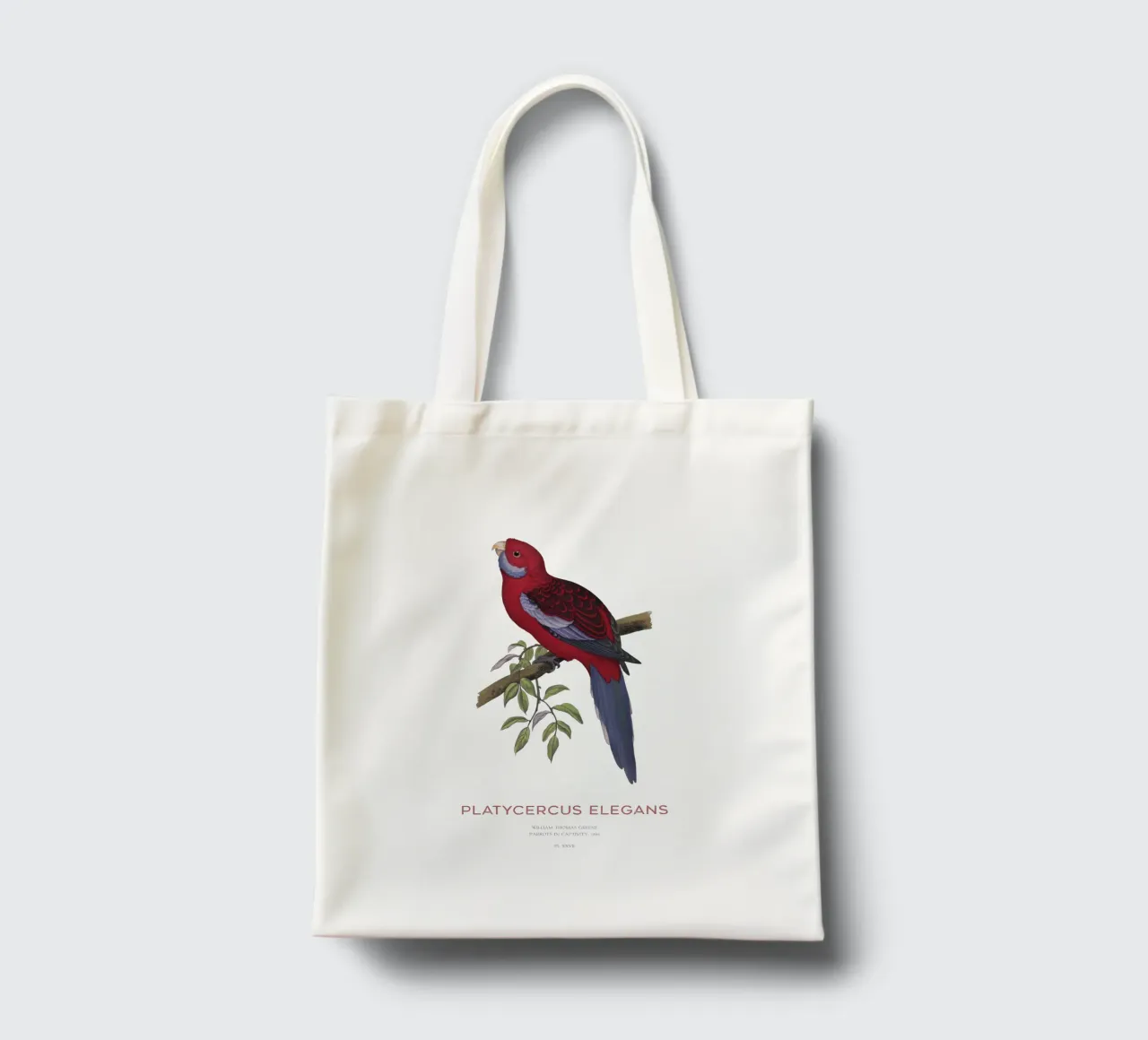 Rosella cremisi o Platycercus elegans borsa in juta da Vintagrafica