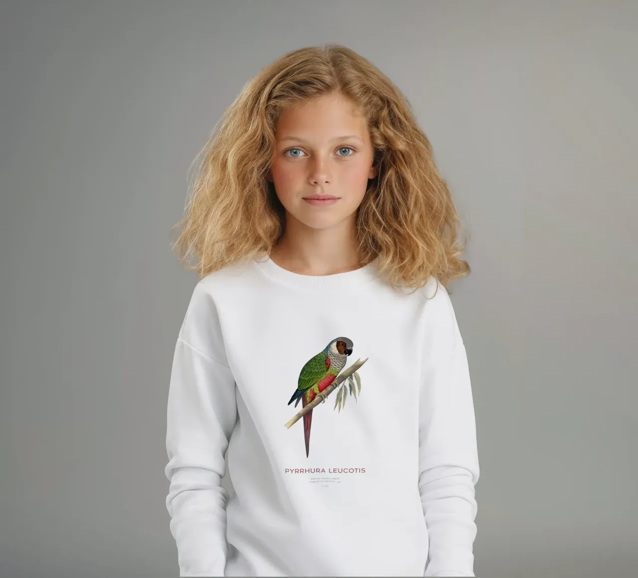 Parrocchetto dalle orecchie bianche o Pyrrhura leucotis felpa bambino da Vintagrafica