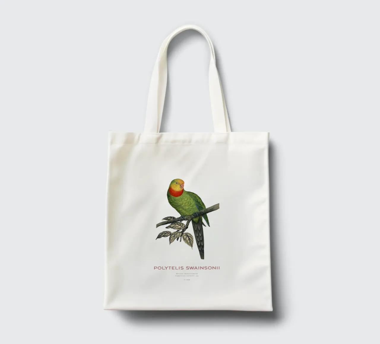 Pappagallo superbo o Polytelis swainsonii borsa in juta da Vintagrafica