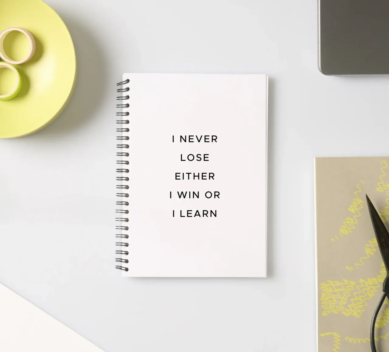 I never lose either I win or I learn quote spiral notebook by Paigaam Studio