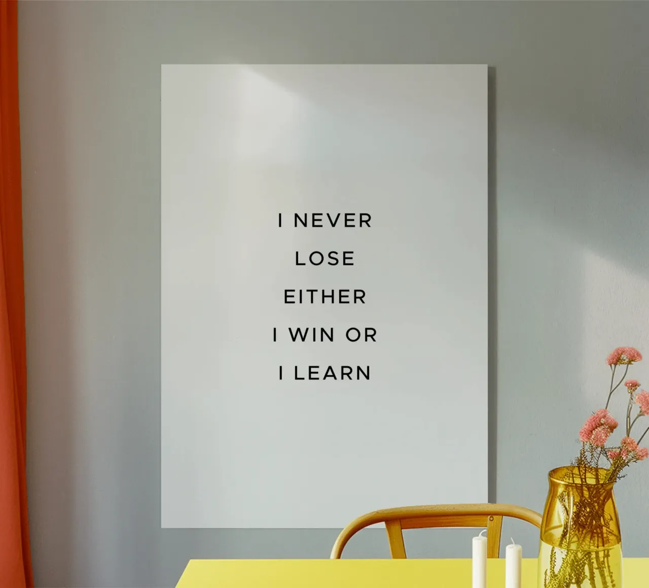 I never lose either I win or I learn quote acrylic glass by Paigaam Studio