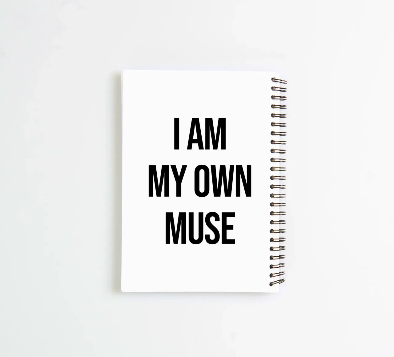 I am my own muse quote spiral notebook by Paigaam Studio