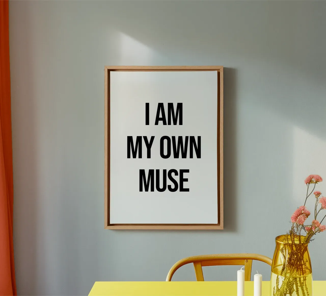 I am my own muse quote canvas with Floater frame by Paigaam Studio