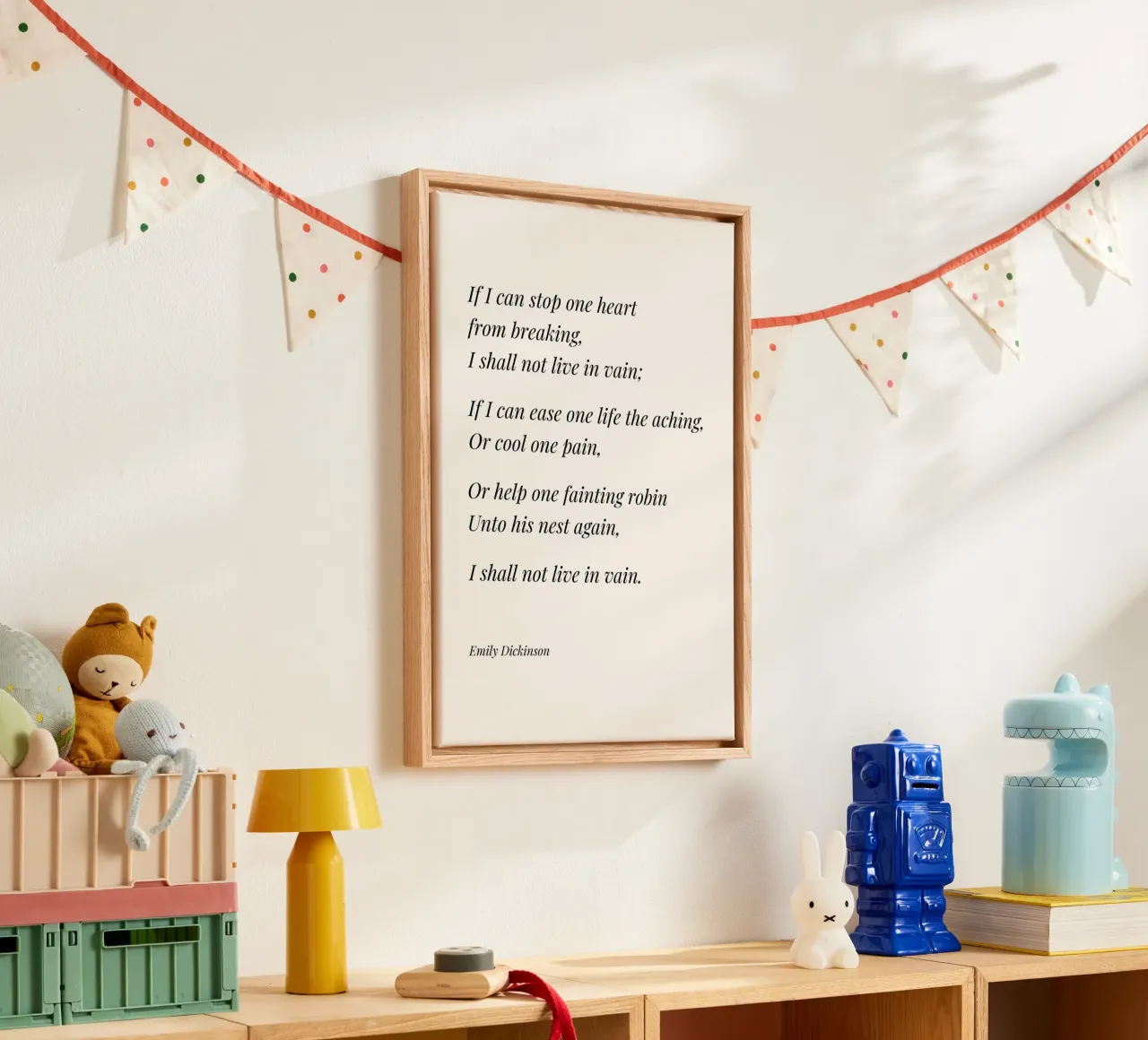 If I can stop one heart from breaking Poem (Vintage Edition) canvas with Floater frame by Paigaam Studio