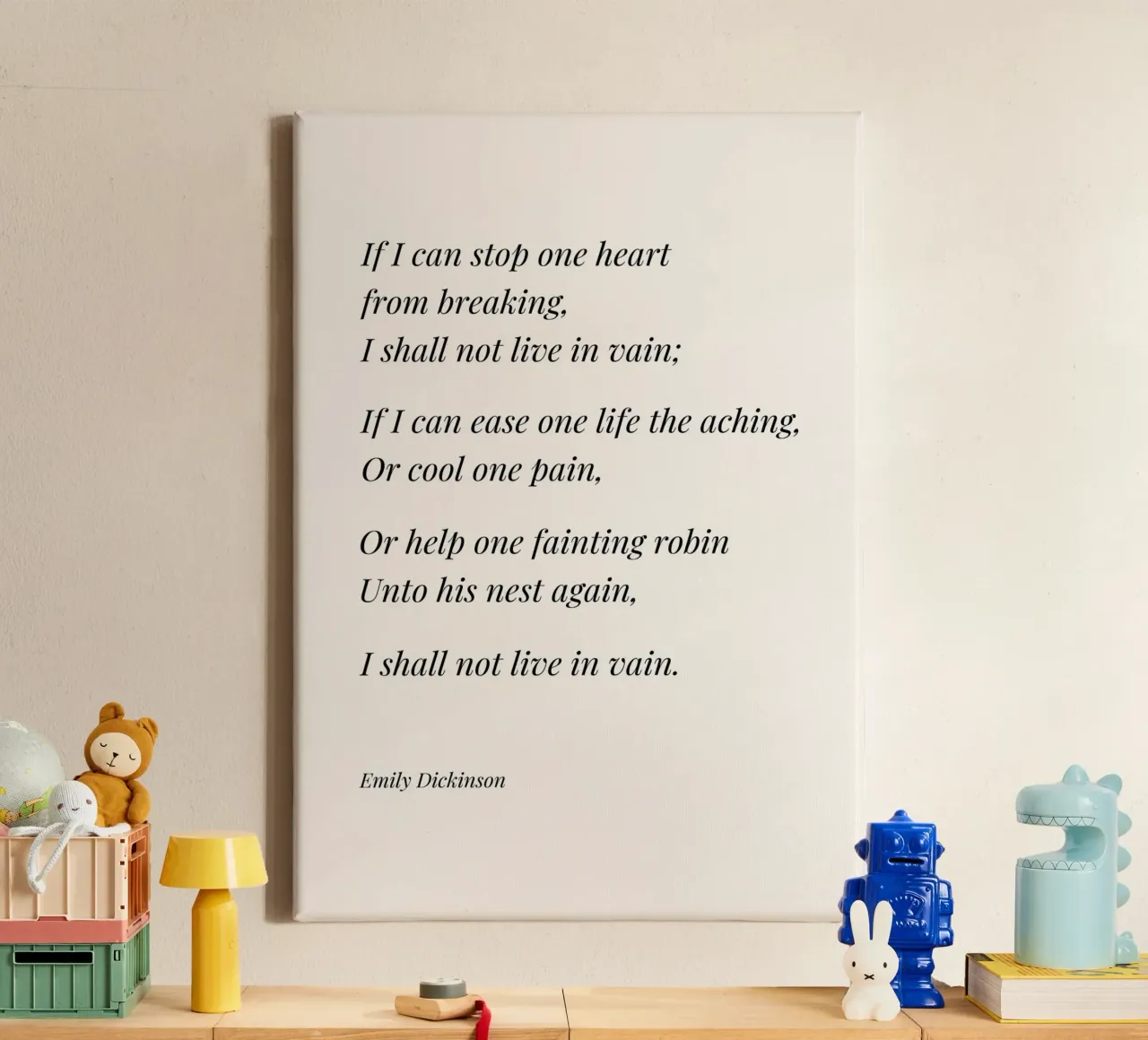 If I can stop one heart from breaking Poem (Vintage Edition) canvas with Floater frame by Paigaam Studio