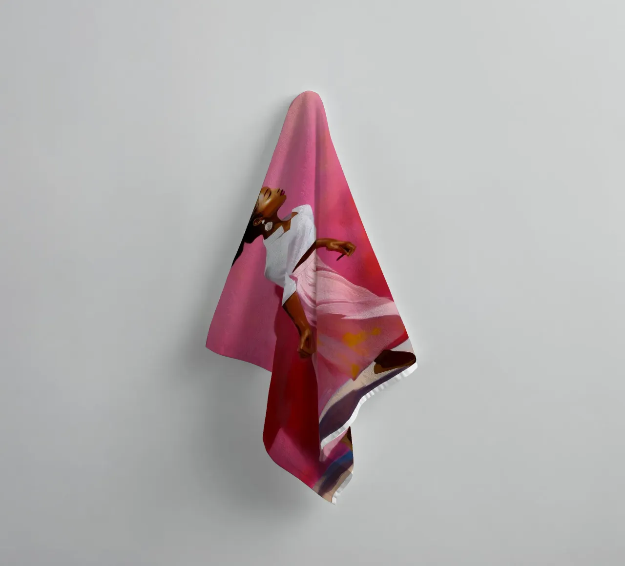 Ritratto di donna africana moderna nei colori rosa e rosa asciugamano da bagno da Take Your Art BV
