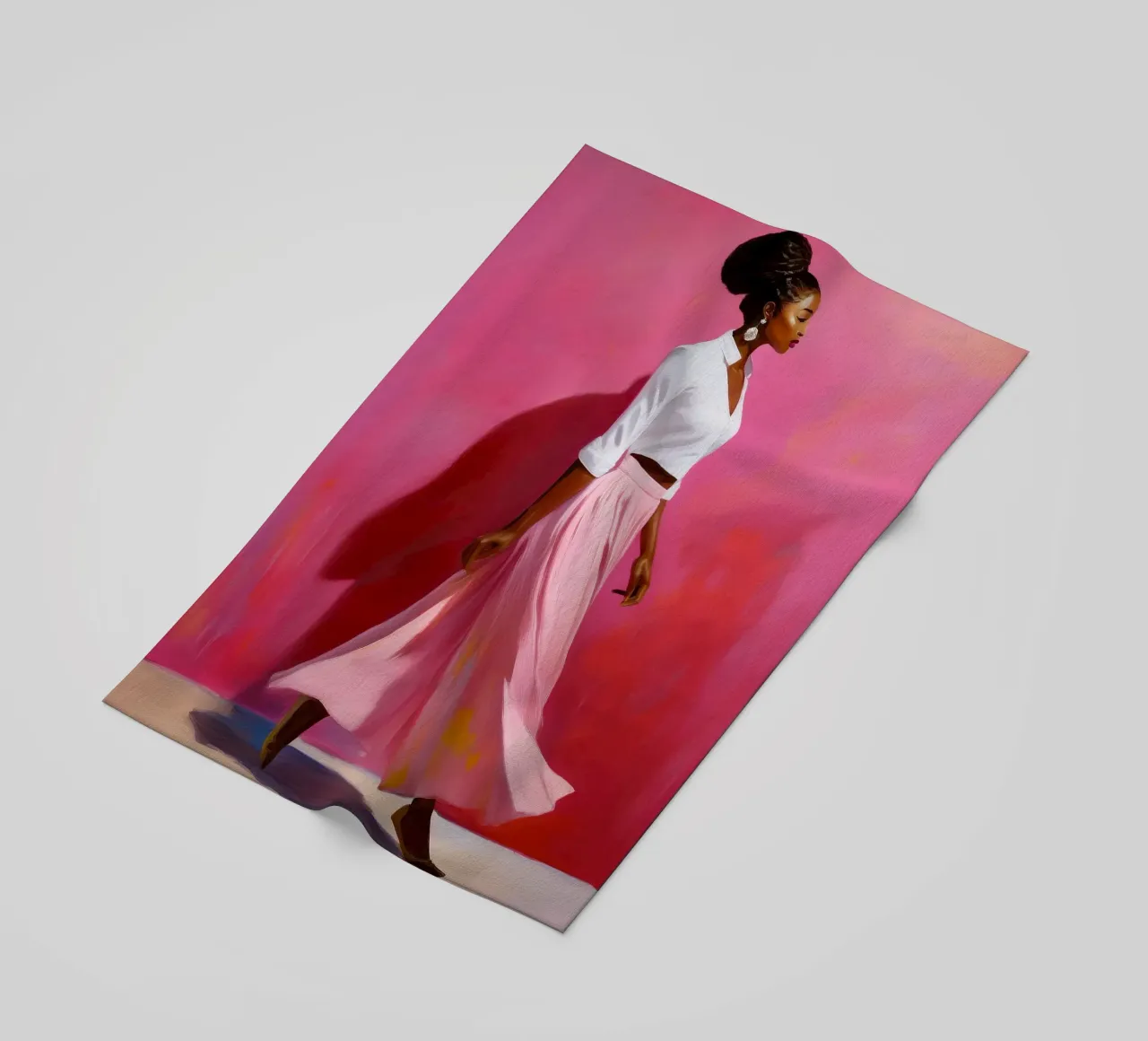 Ritratto di donna africana moderna nei colori rosa e rosa telo mare da Take Your Art BV