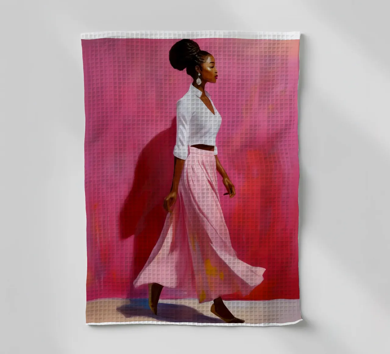 Ritratto di donna africana moderna nei colori rosa e rosa canovaccio da cucina da Take Your Art BV