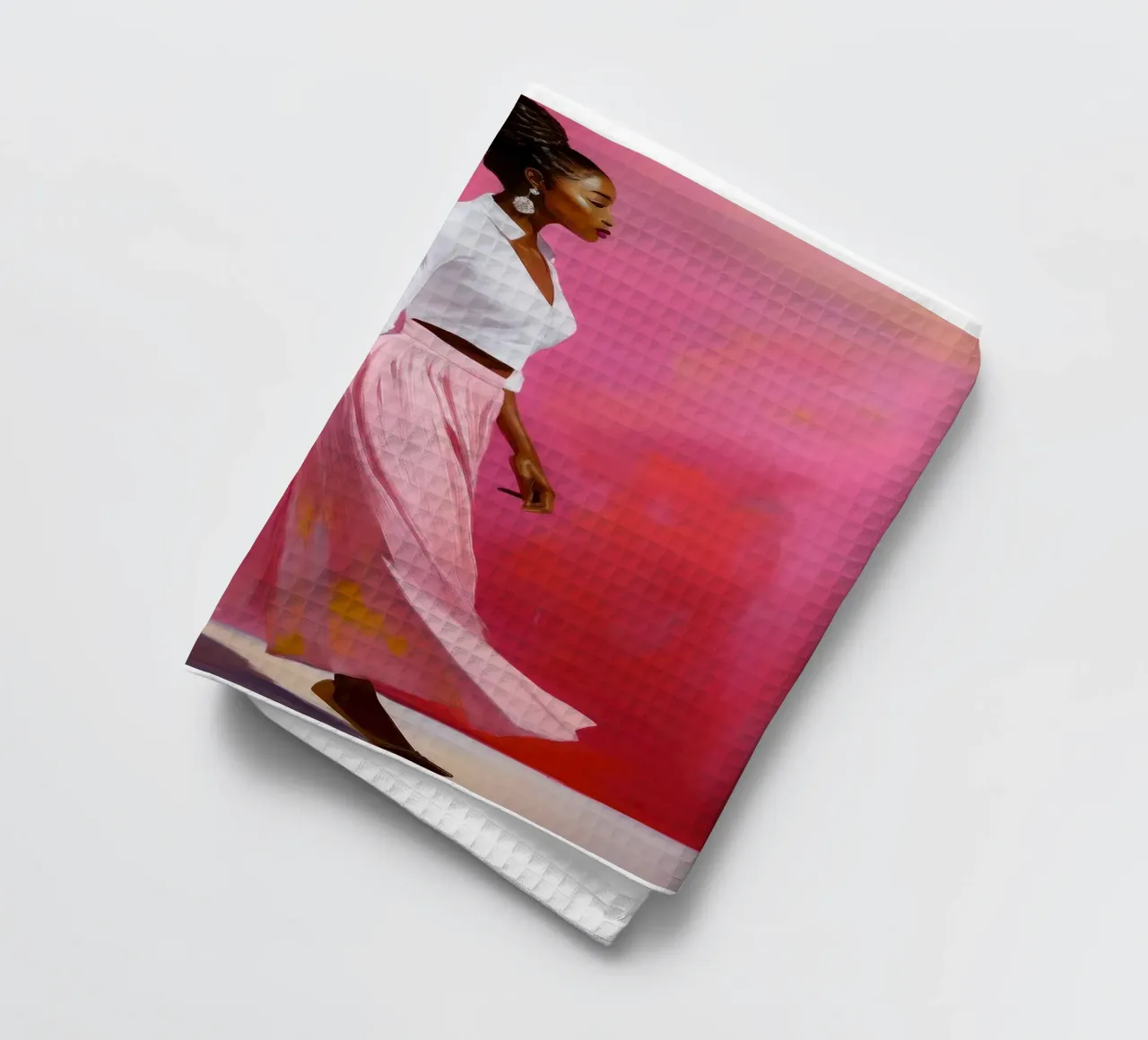 Ritratto di donna africana moderna nei colori rosa e rosa canovaccio da cucina da Take Your Art BV
