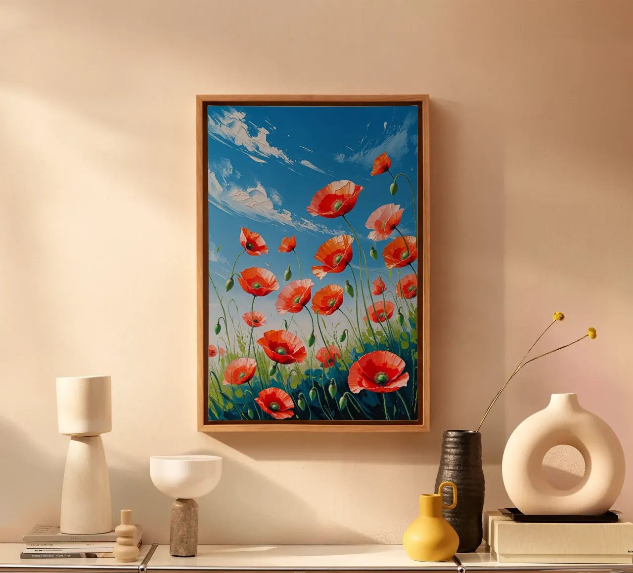 The Radiance of Wild Poppies canvas met Baklijst van AlbertKlee