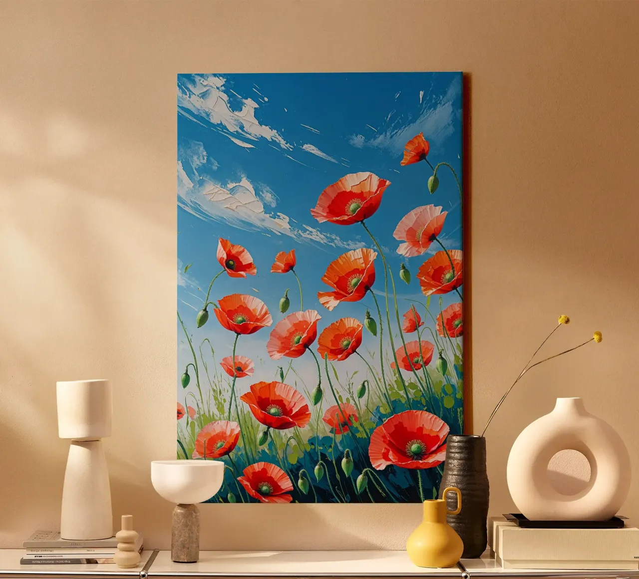 The Radiance of Wild Poppies canvas met Baklijst van AlbertKlee