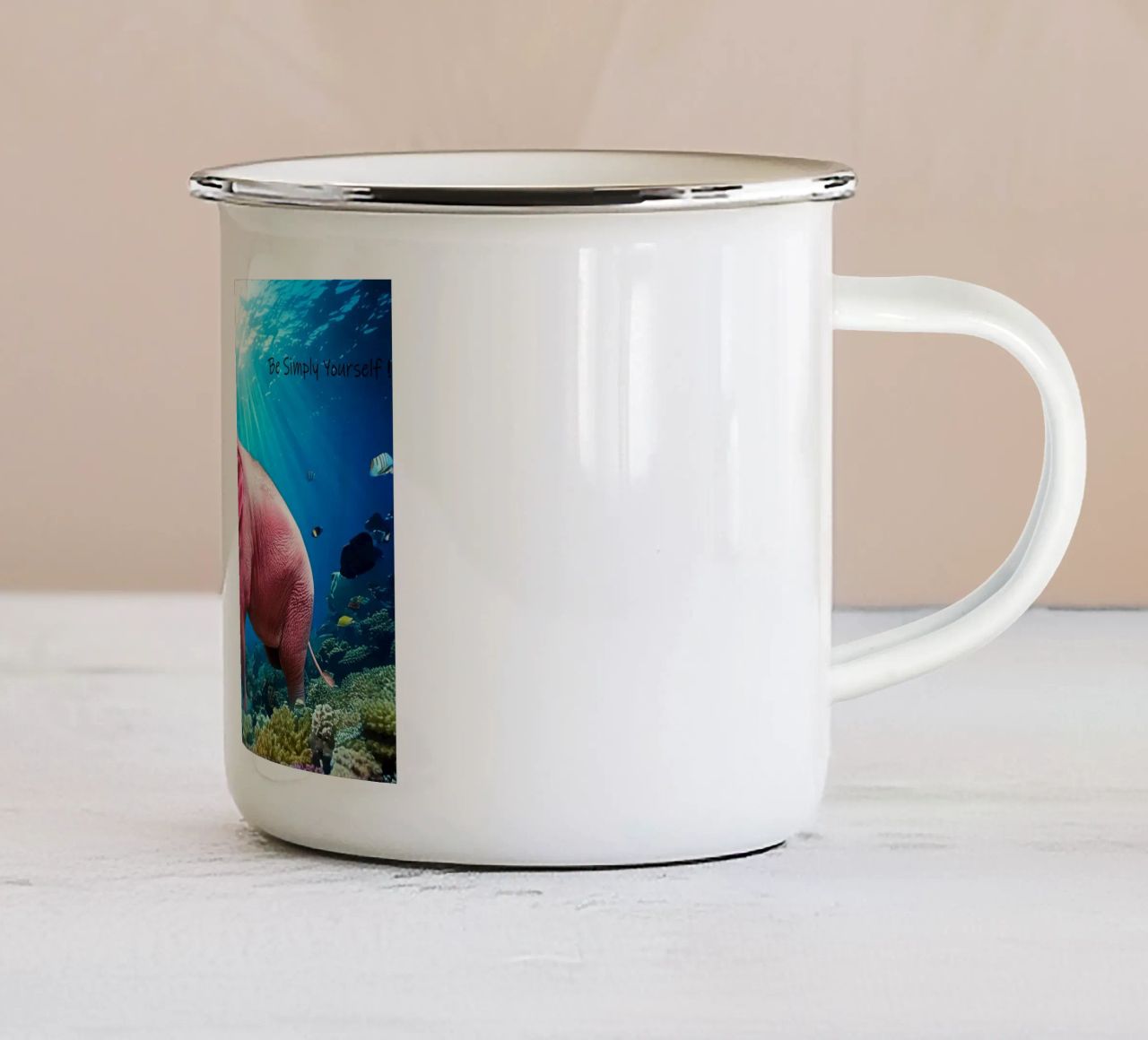 ESSERE SEMPLICEMENTE SE STESSI tazza in smalto da Thierry vobmann photography