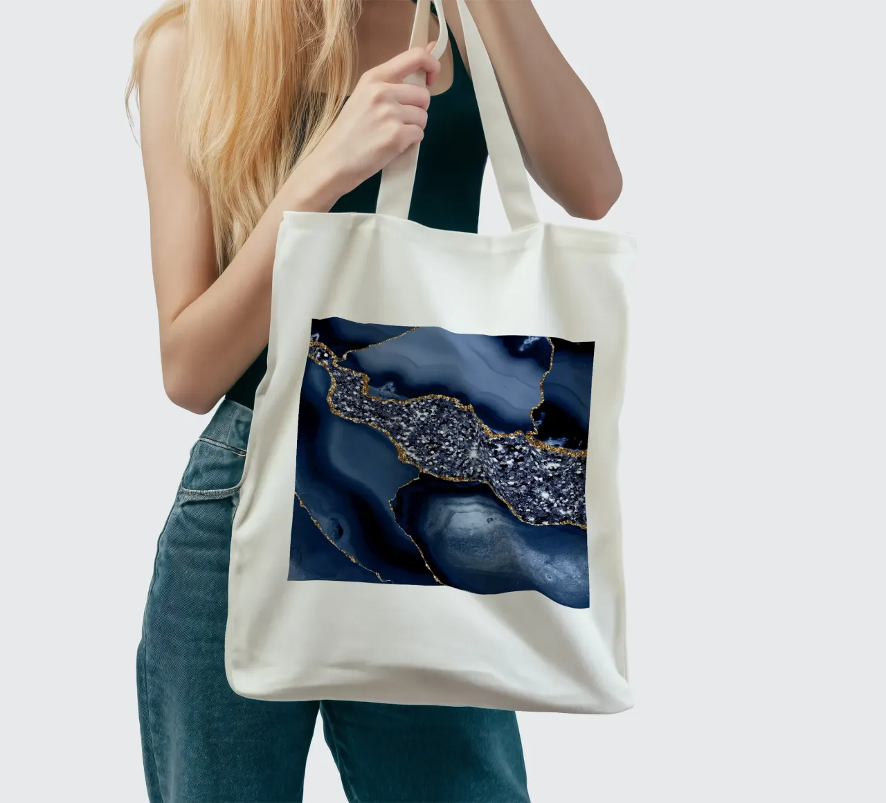 Agata Glitter Ocean Texture 05 borsa in juta da Gemstone Textures