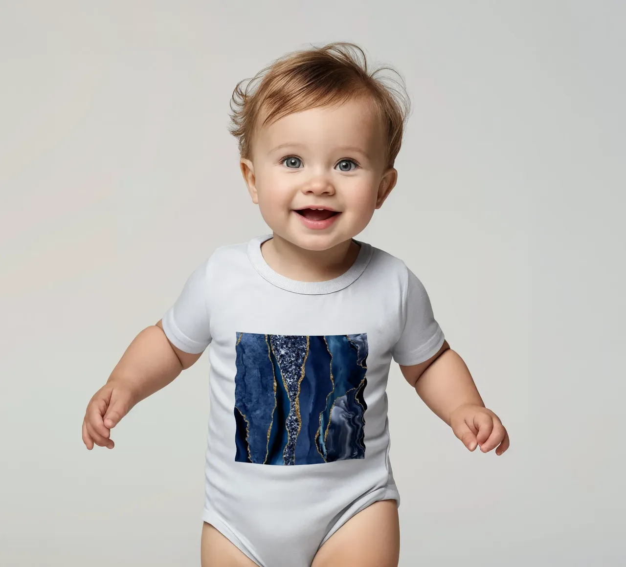 Achat Glitzer Ozean Textur 06 Kurzarm Babybody von Gemstone Textures